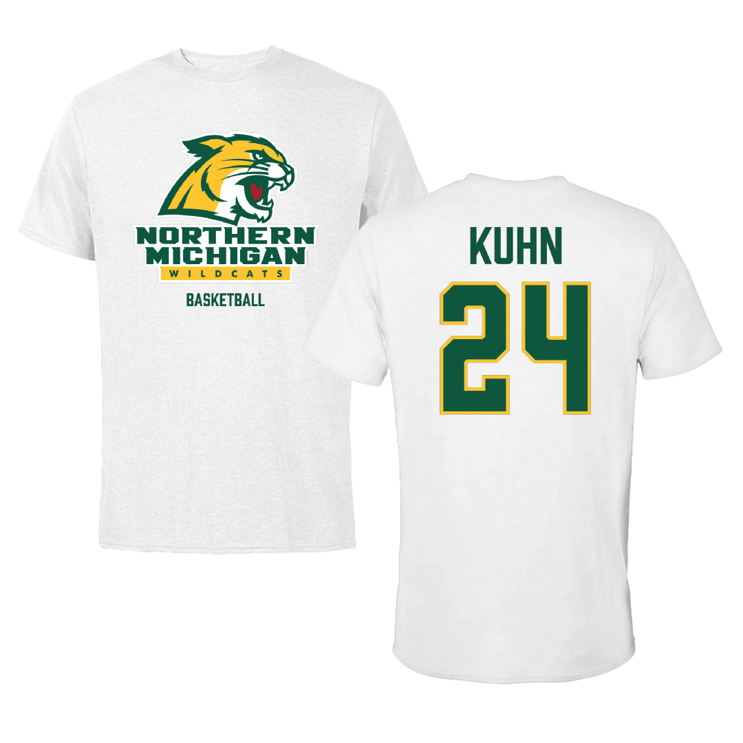 Northern Michigan University Basketball (W) White Tee - #24 Makaylee Kuhn