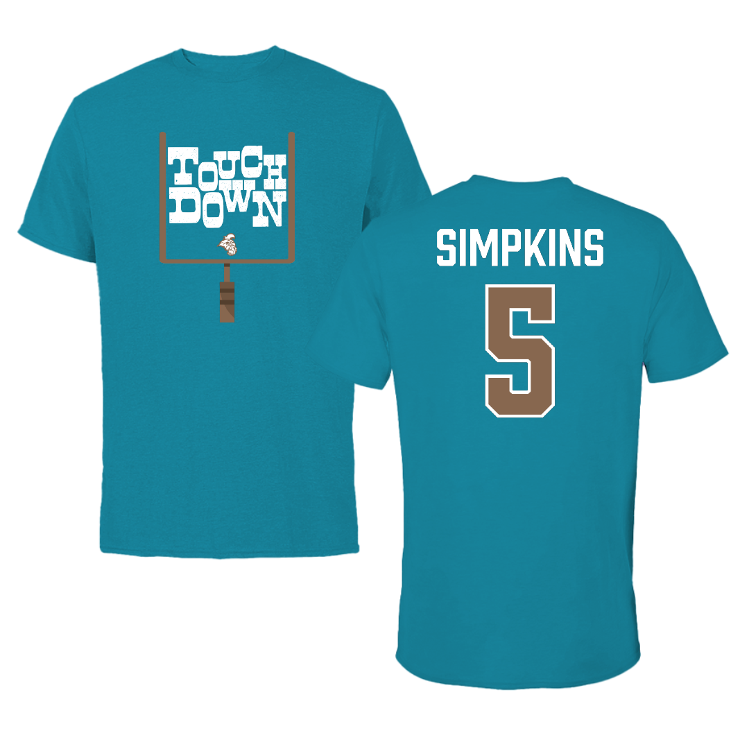 Coastal Carolina University Football Teal Touchdown Tee - #5 Ja'Vin Simpkins