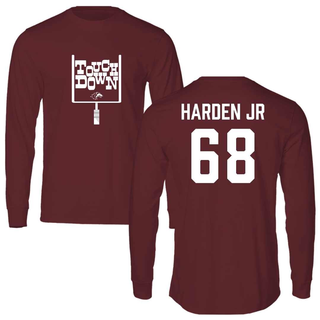 Southern Illinois University at Carbondale Football Maroon Touchdown Performance Long Sleeve - #68 Derek Harden Jr
