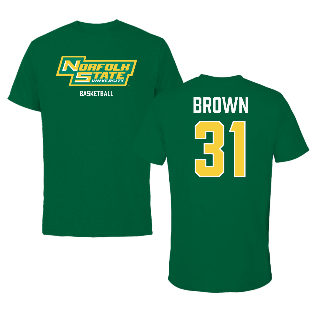 Norfolk State University Basketball (M) Green Tee - #31 Cahiem Brown