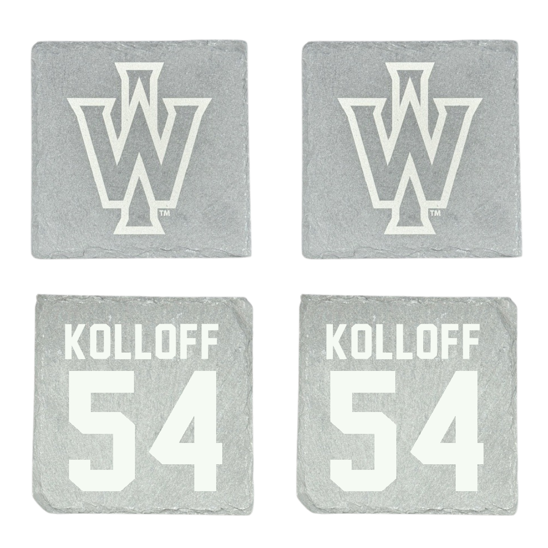 Illinois Wesleyan University Football Stone Coaster (4 Pack)  - #54 Ethan Kolloff