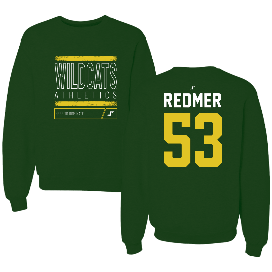 Northern Michigan University Football Forest Green Dominate Crewneck - #53 Brady Redmer