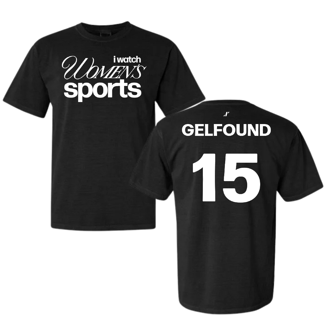 George Mason University Volleyball Black WHM Comfort Colors Tee - #15 Gabriella Gelfound