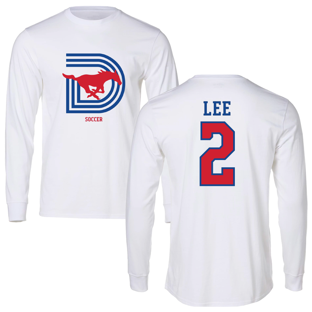 Southern Methodist University Soccer (W) White Performance Long Sleeve - #2 Kaya Lee