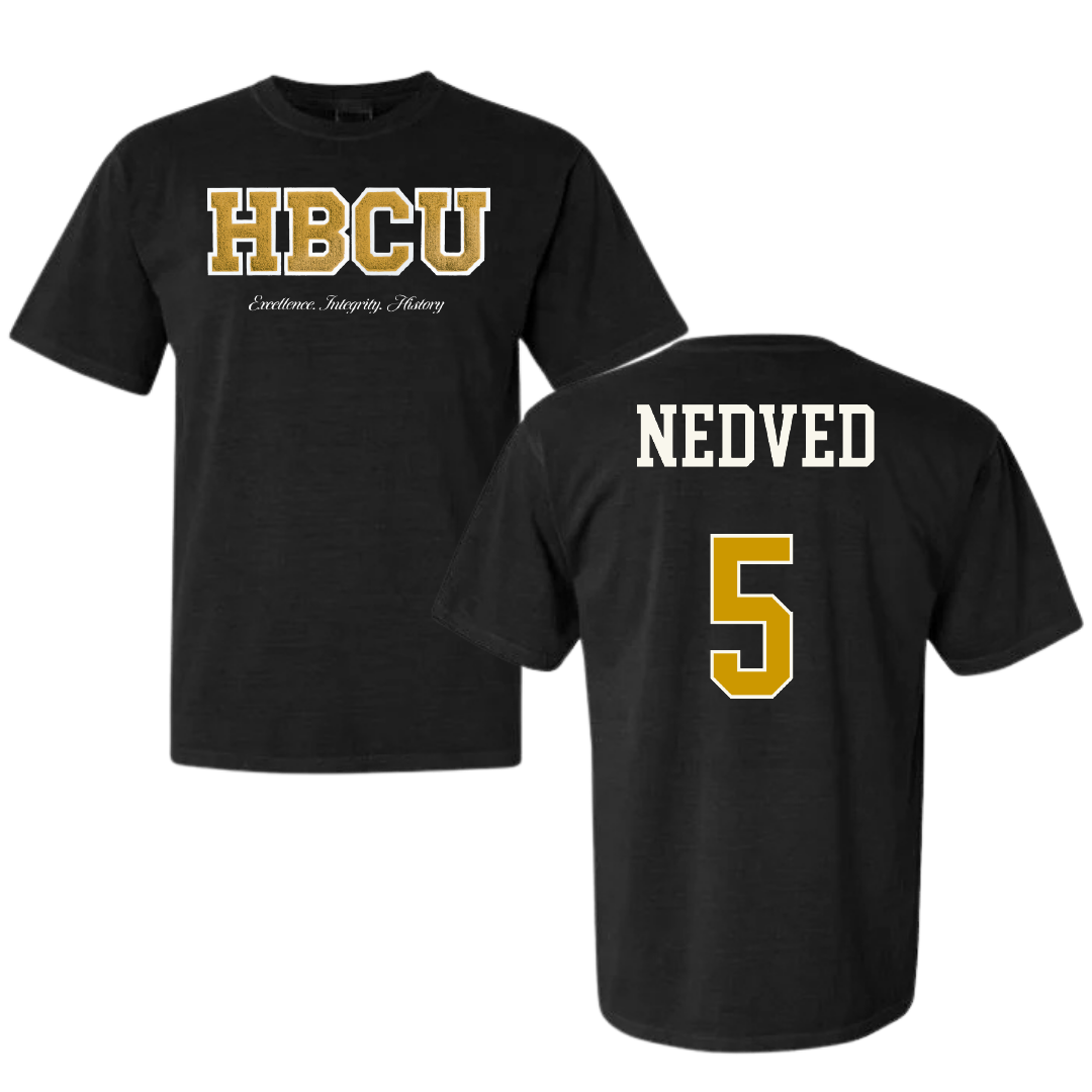 Alabama State University Soccer (W) Black HBCU Varsity Comfort Colors Tee - #5 Katherine Nedved