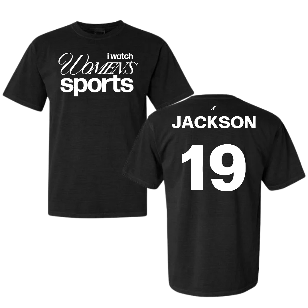 University of Utah Soccer Black WHM Comfort Colors Tee - #19 Baylie Jackson