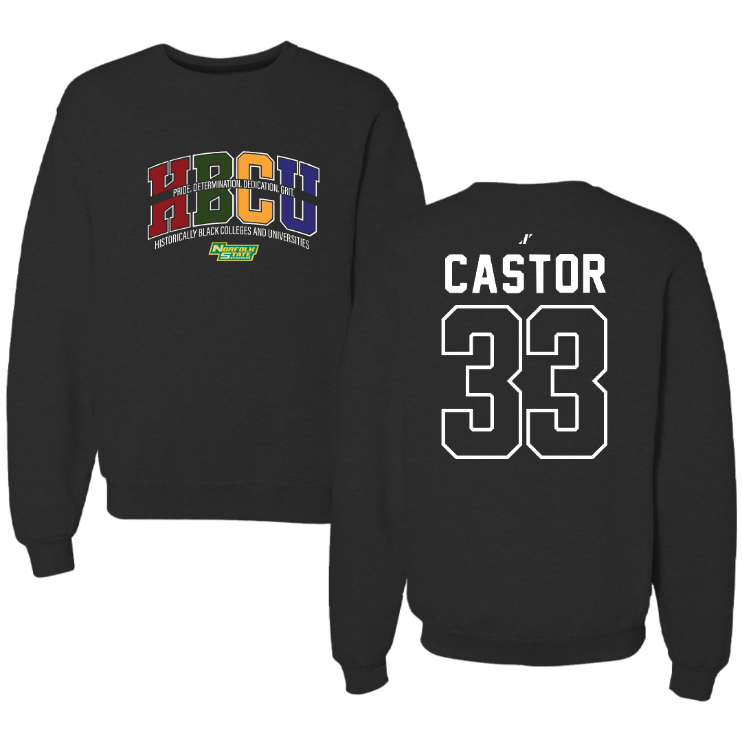 Norfolk State University Football Black HBCU Crewneck - #33 Darren Castor
