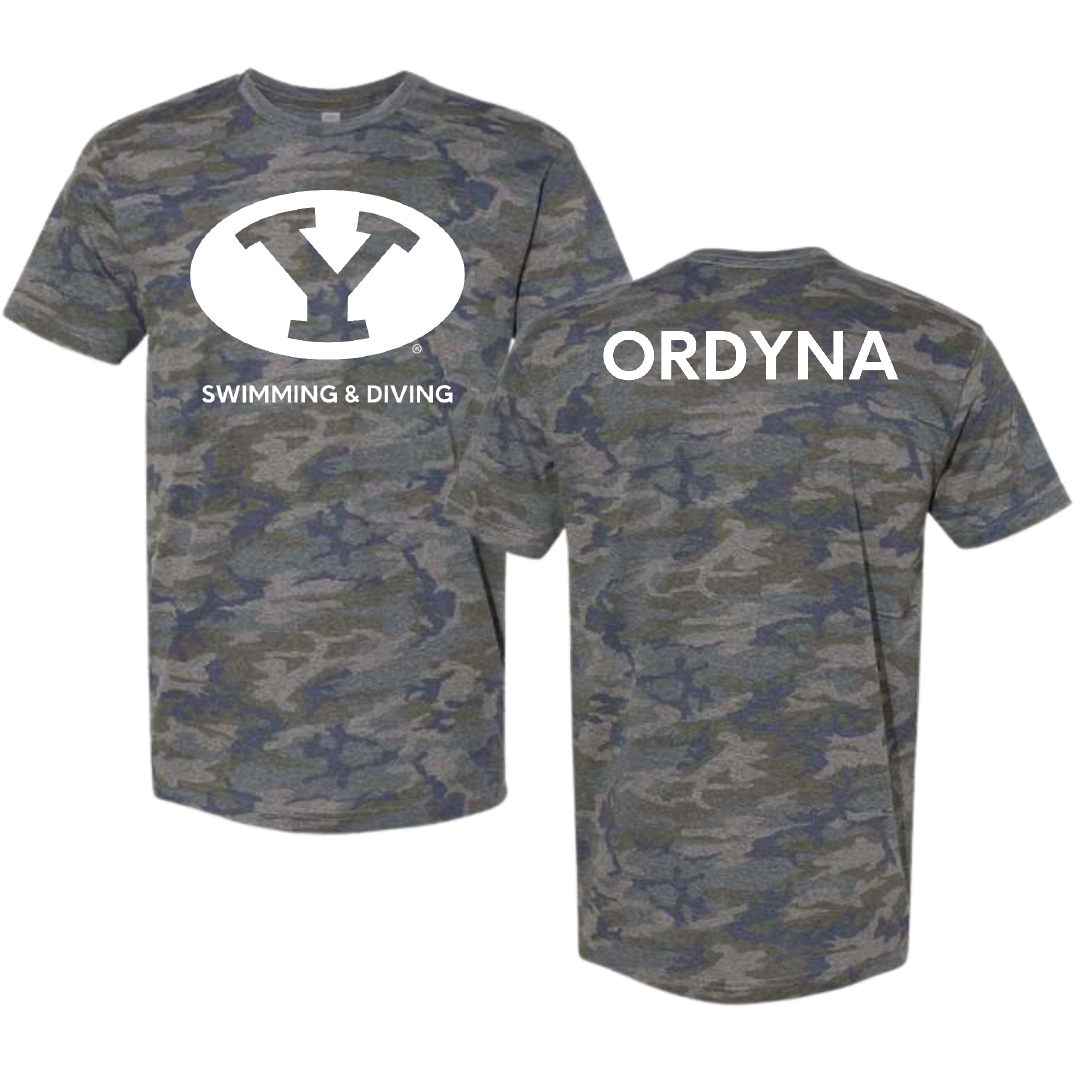 Brigham Young University Swimming & Diving Vintage Camo Tee - Aubryn Ordyna