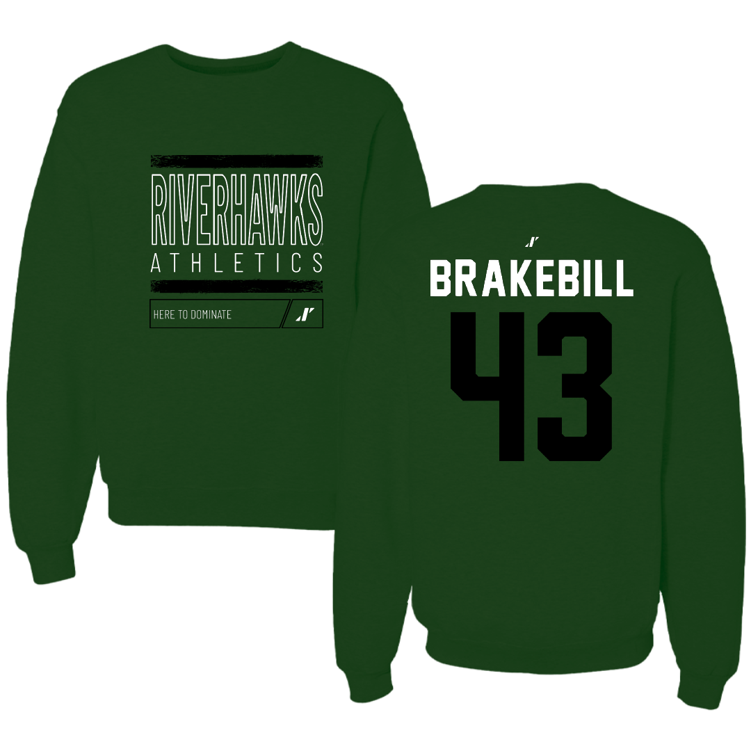Northeastern State University Football Forest Green Dominate Crewneck - #43 Kale Brakebill