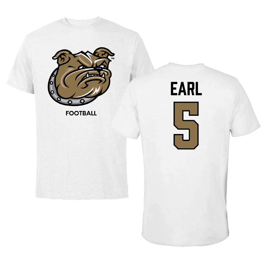Bryant University Football White Performance Tee - #5 Joshua Earl