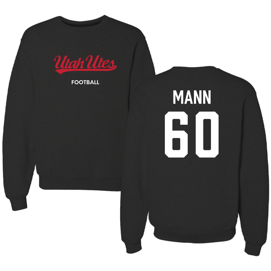 University of Utah Football Black Crewneck - #60 Shintaro Mann