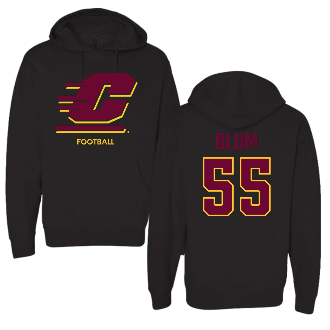 Central Michigan University Football Black Hoodie - #55 Ryan Blum