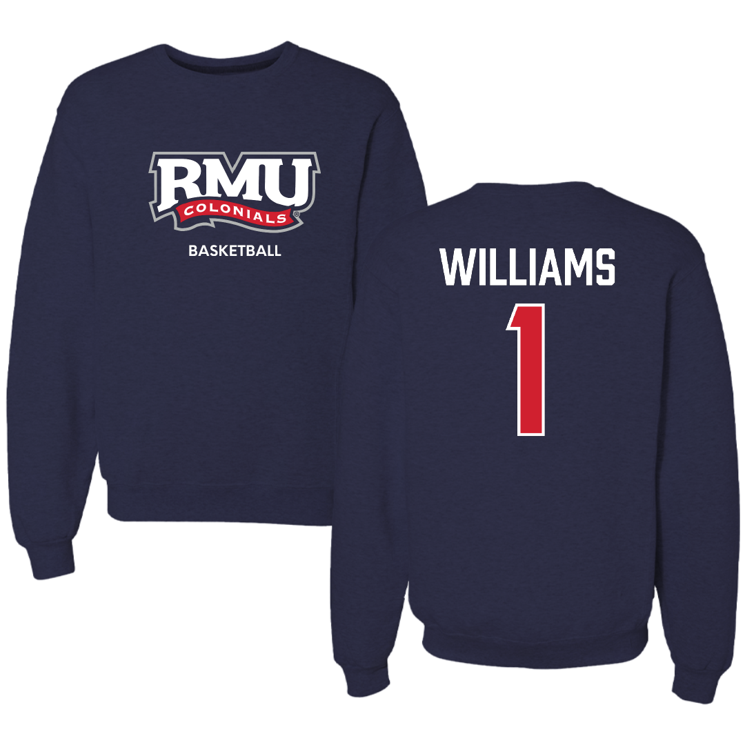 Robert Morris University Basketball (M) Navy RMU Crewneck - #1 Justice Williams