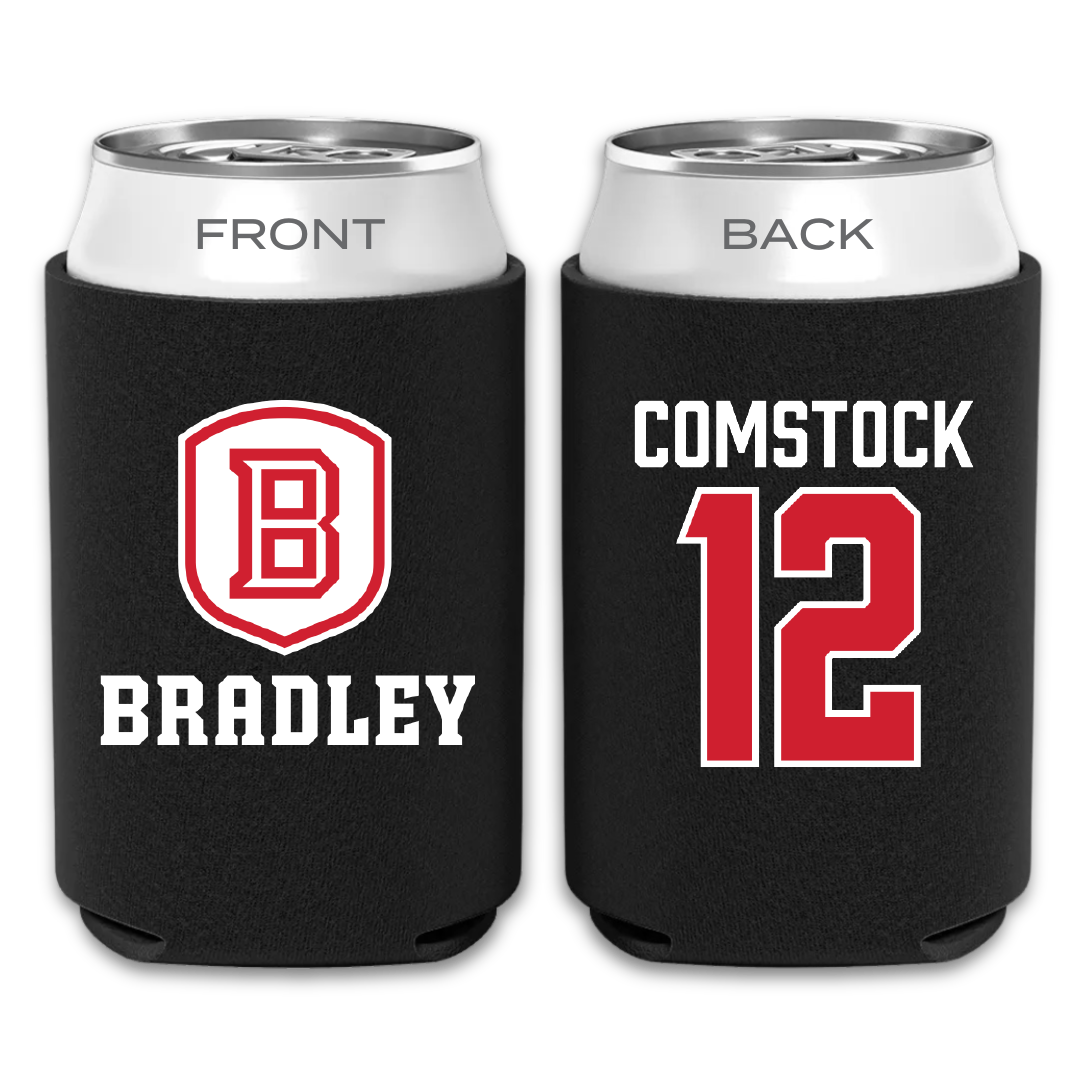 Bradley University Softball Black Can Cooler - #12 Austin Comstock