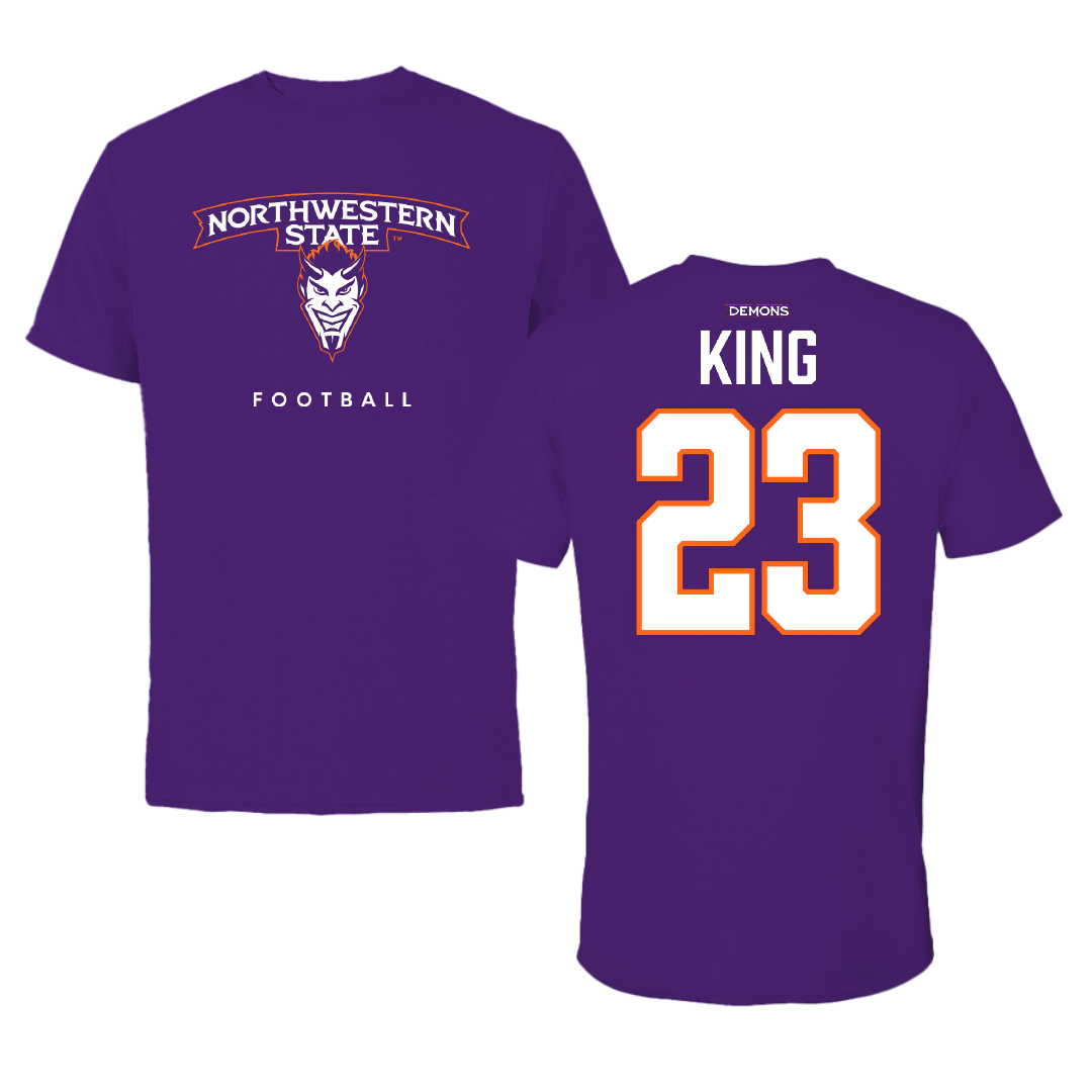 Northwestern State University Football Purple Mascot Performance Tee - #23 Jackson King