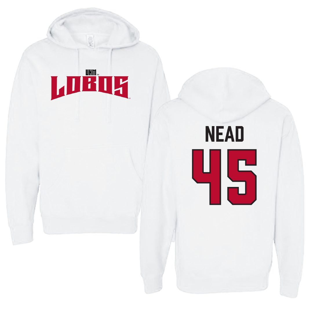 University of New Mexico Football White Classic Hoodie - #45 Keayen Nead