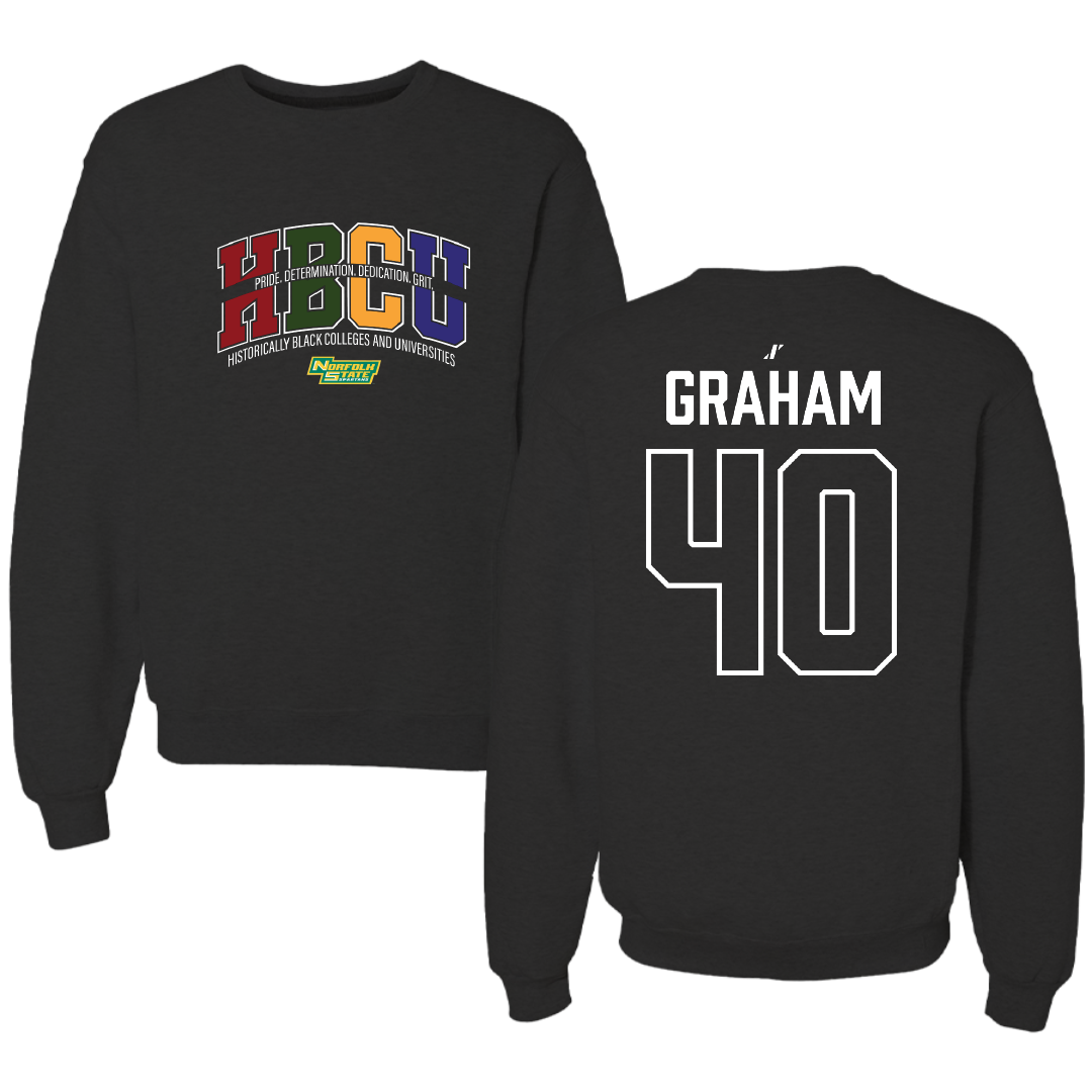 Norfolk State University Football Black HBCU Crewneck - #40 Xavier Graham
