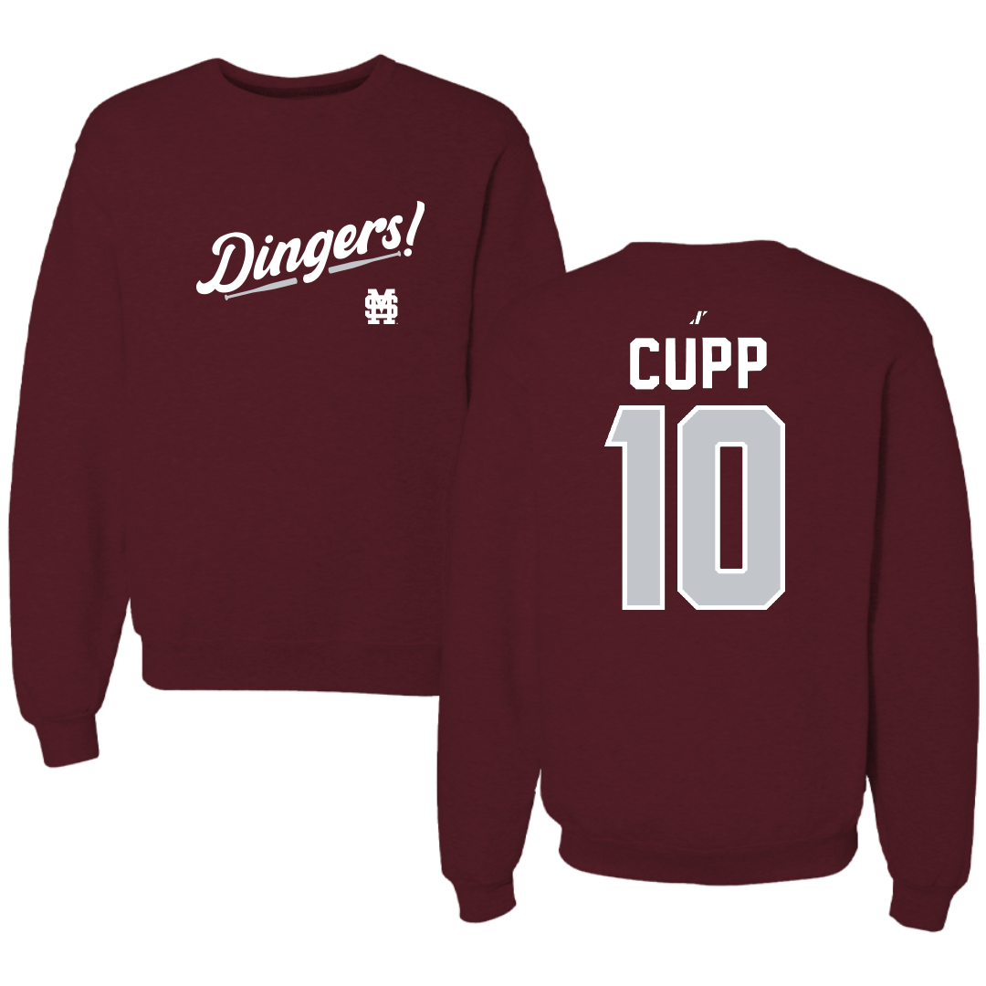 Mississippi State University Baseball Maroon Dingers Crewneck - #10 Dylan Cupp