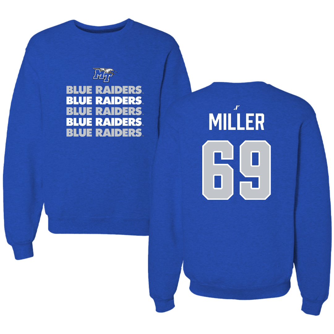 Middle Tennessee State University Football Blue General Crewneck - #69 Marcus Miller