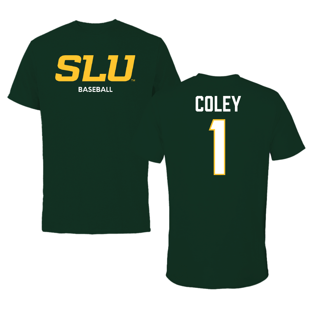 Southeastern Louisiana University Baseball Forest Green Tee - #1 Parker Coley