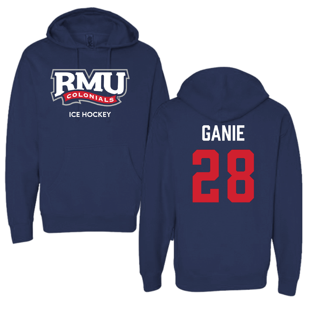 Robert Morris University Ice Hockey (M) Navy Hoodie - #28 Logan Ganie