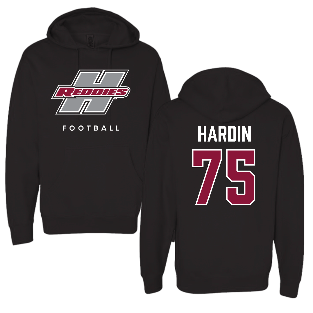 Henderson State University Football Black Hoodie - #75 Elijah Hardin