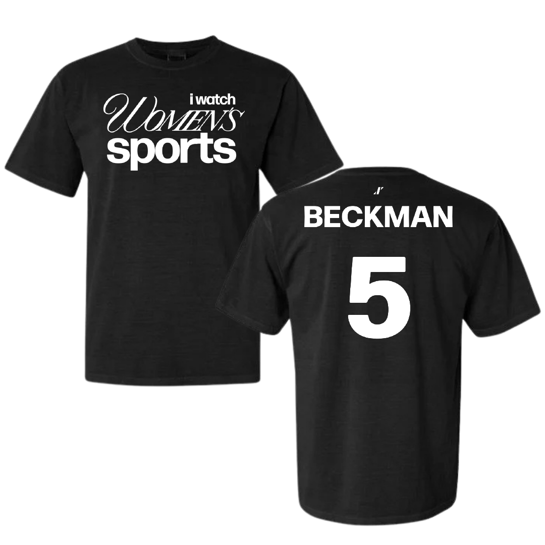 Illinois Wesleyan University Softball Black WHM Comfort Colors Tee - #5 Anna Beckman
