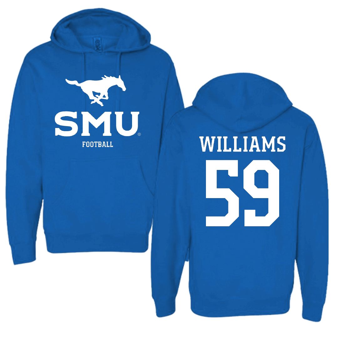 Southern Methodist University Football Blue Hoodie - #59 PJ Williams