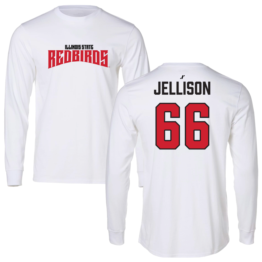 Illinois State University Football White Classic Performance Long Sleeve - #66 Brayden Jellison