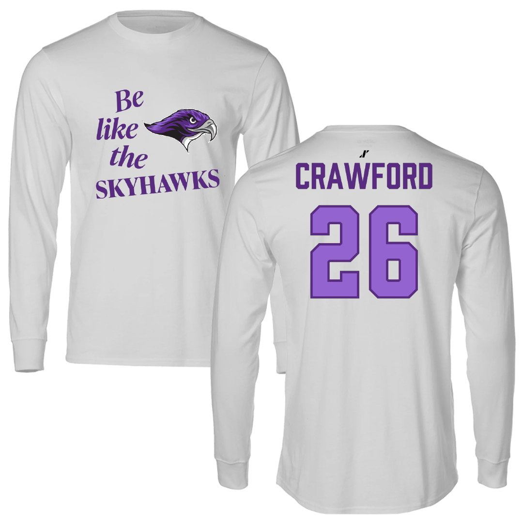 Stonehill College Football Light Gray Be Like Us Long Sleeve - #26 Marcus Crawford