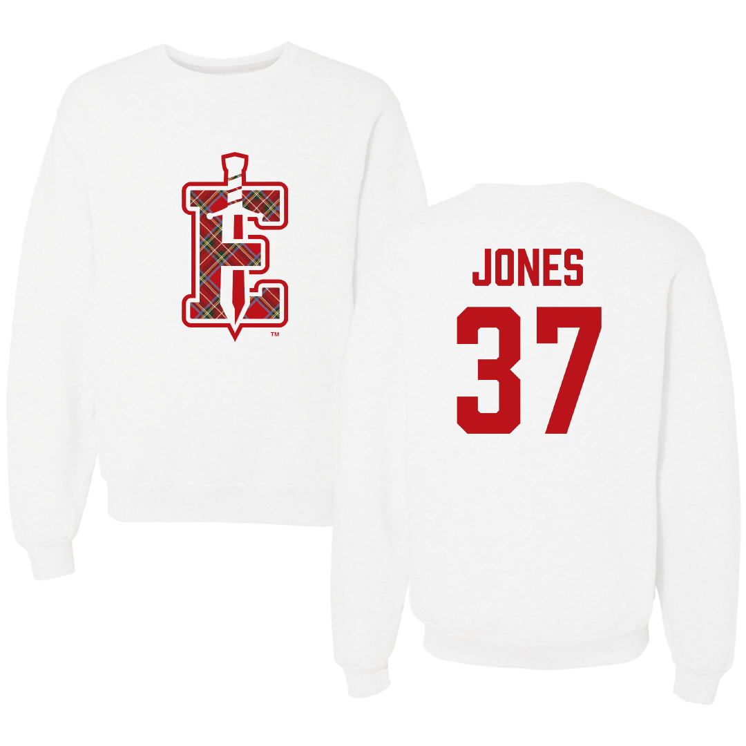 PennWest Edinboro Football White Crewneck - #37 Amari Jones
