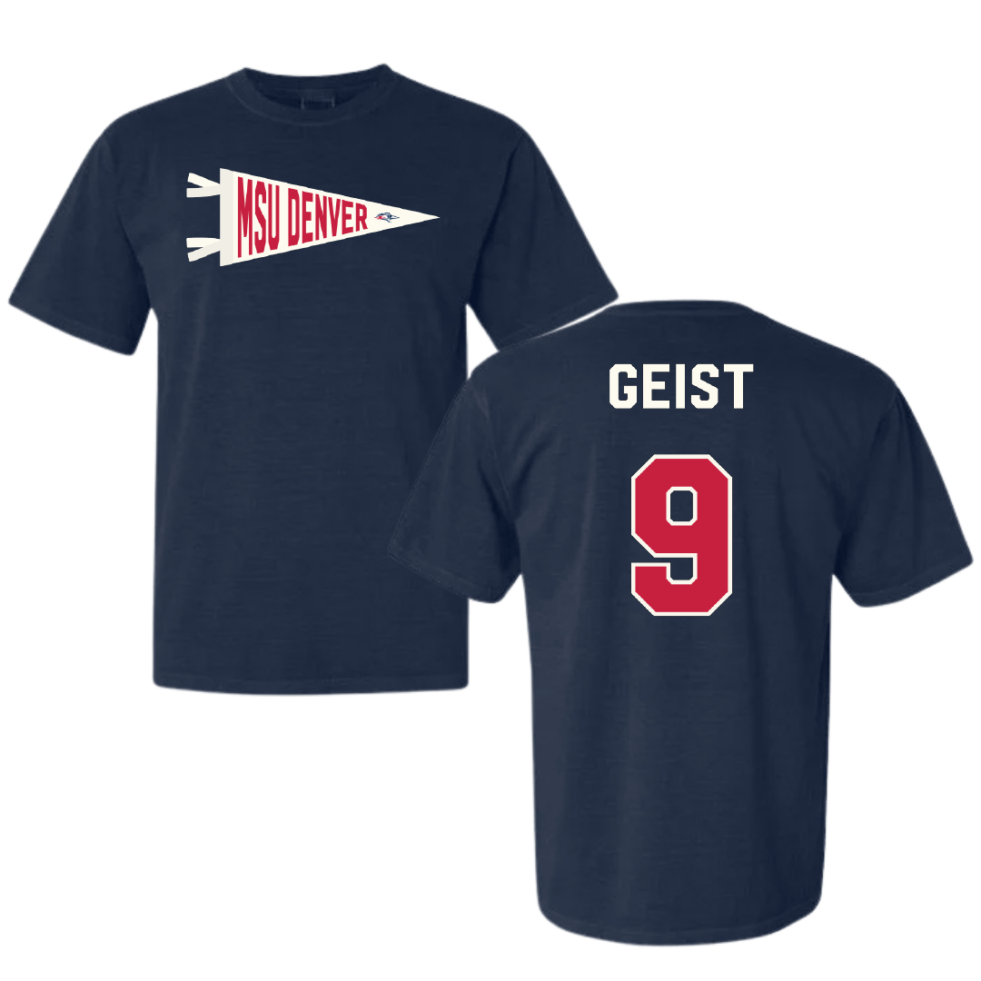 Metropolitan State University of Denver Softball Navy Pennant Comfort Colors Tee - #9 Jaiden Geist