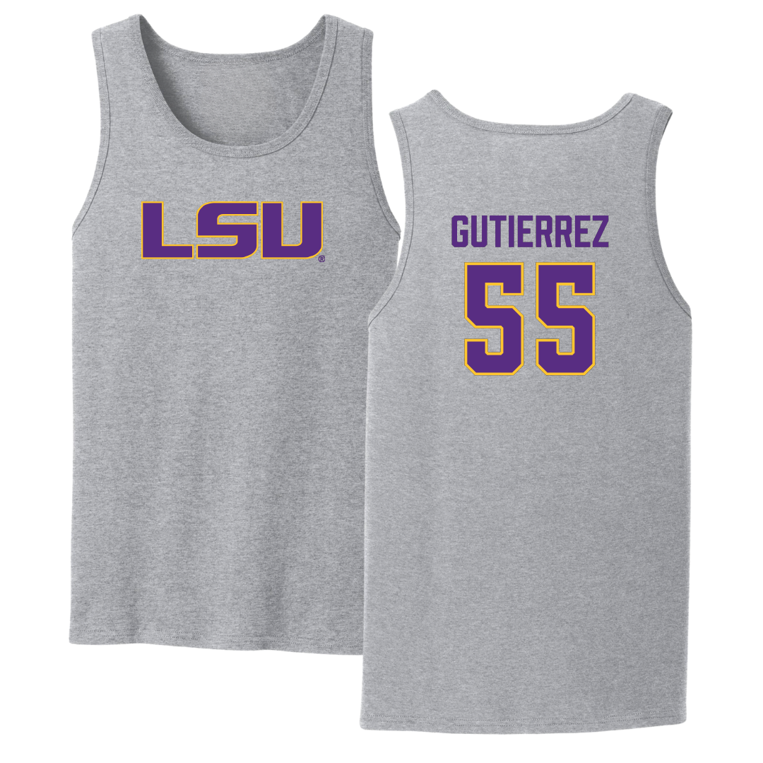 Louisiana State University Softball Sport Gray Tank Top - #55 Raeleen Gutierrez