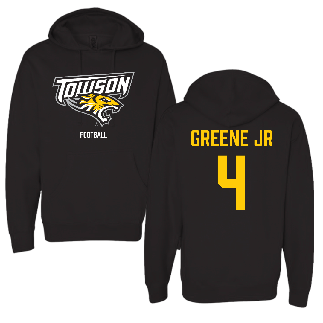 Towson University Football Black Hoodie - #4 Tyrell Greene Jr