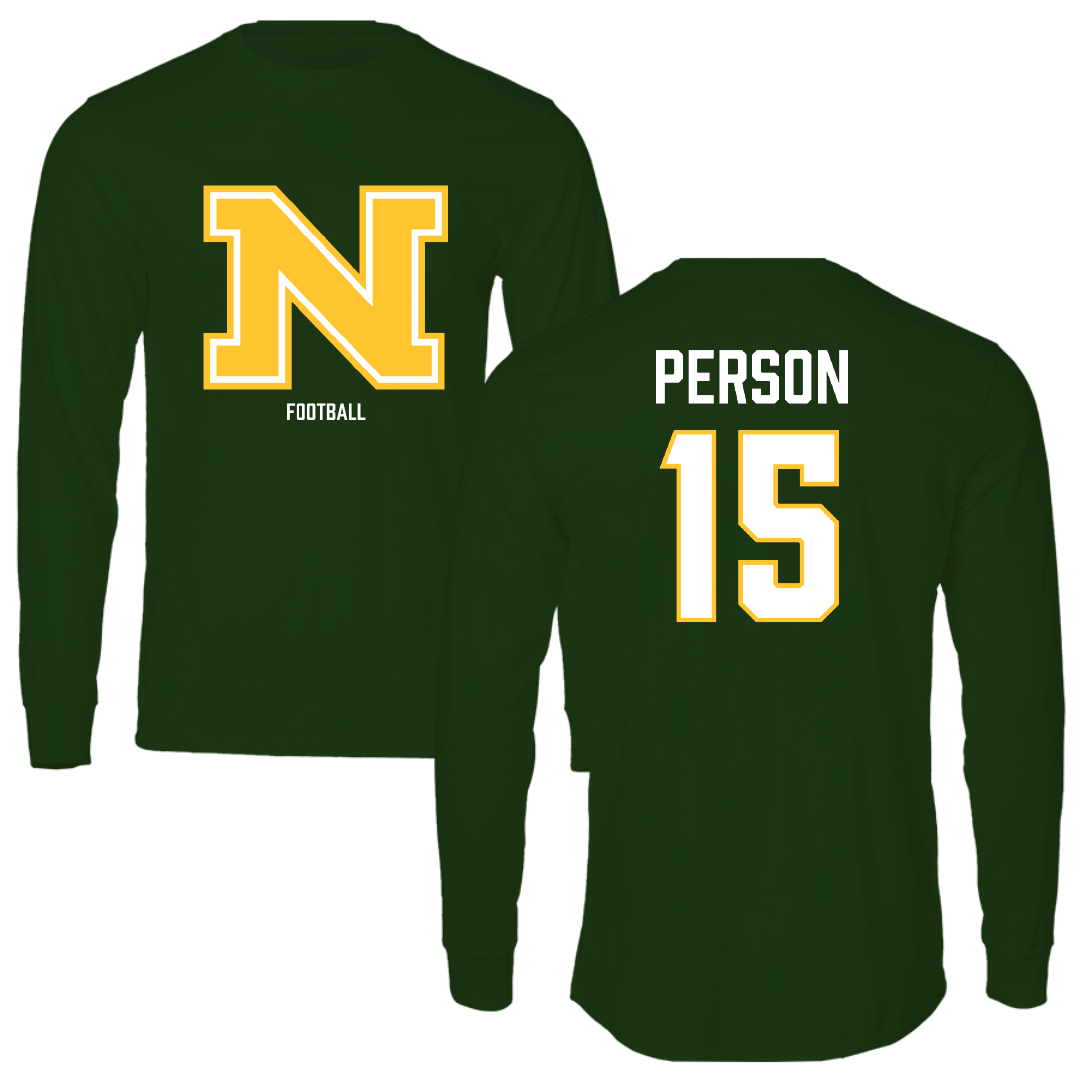 Northern Michigan University Football Forest Green Performance Long Sleeve - #15 Zach Person