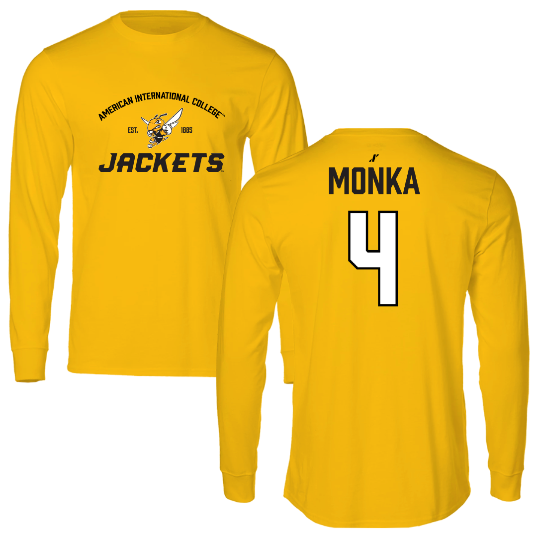 American International College Basketball Gold General Performance Long Sleeve - #4 Eden Monka