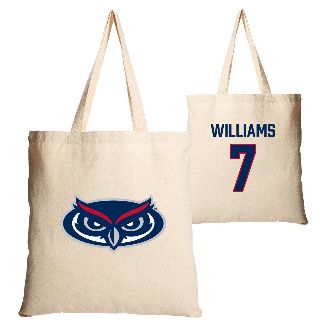 Florida Atlantic University Baseball Tan Canvas Tote Bag - #7 CJ Williams