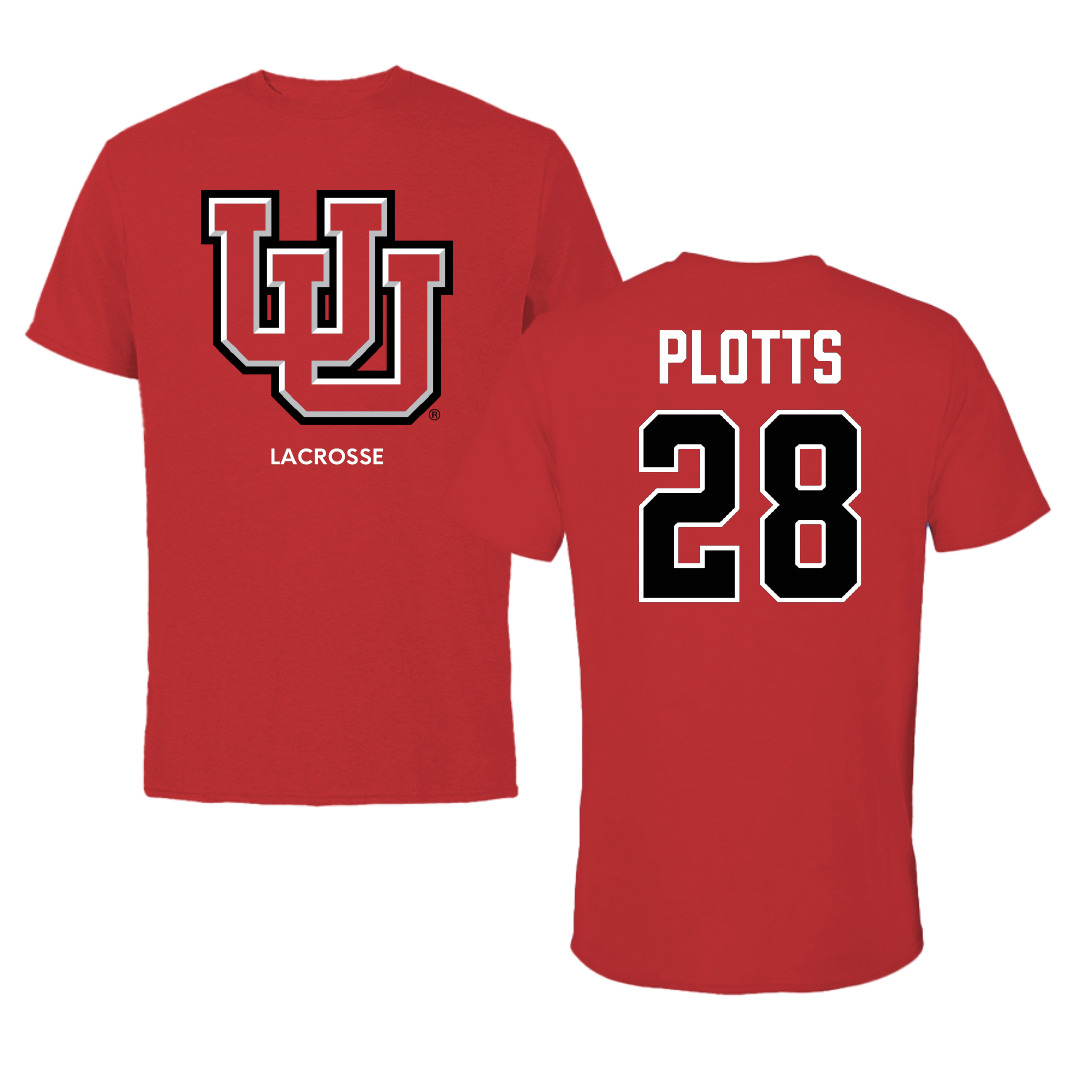 University of Utah Lacrosse (M) Red Tee - #28 Colby Plotts