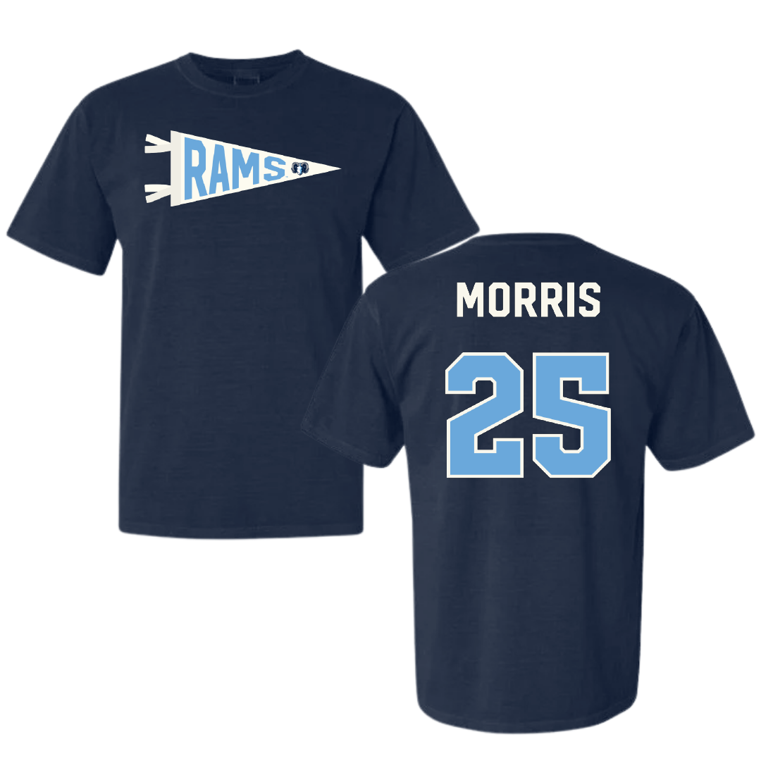 University of Rhode Island Baseball Navy Pennant Comfort Colors Tee - #25 Zach Morris