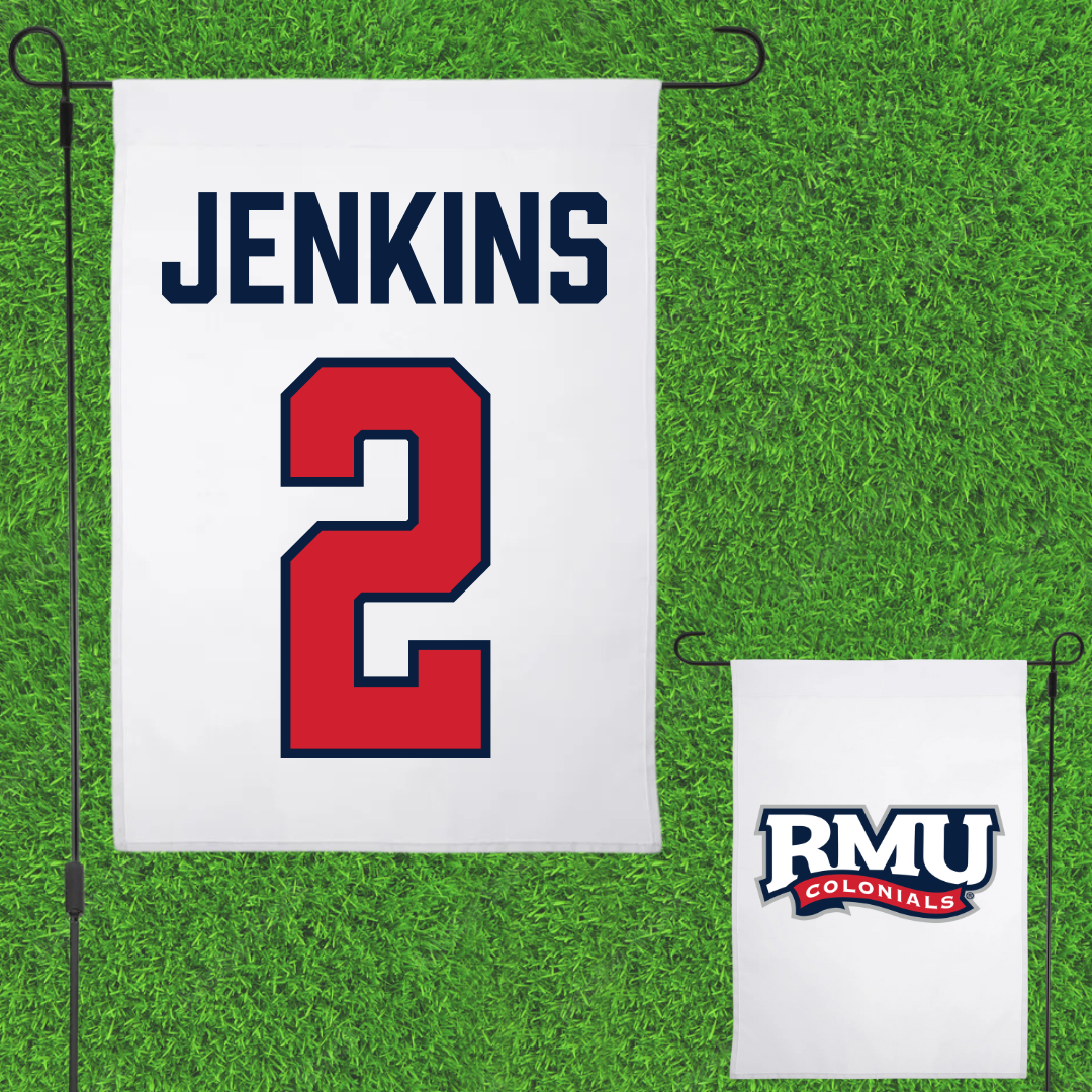 Robert Morris University Football White Garden Flag - #2 Jayson Jenkins