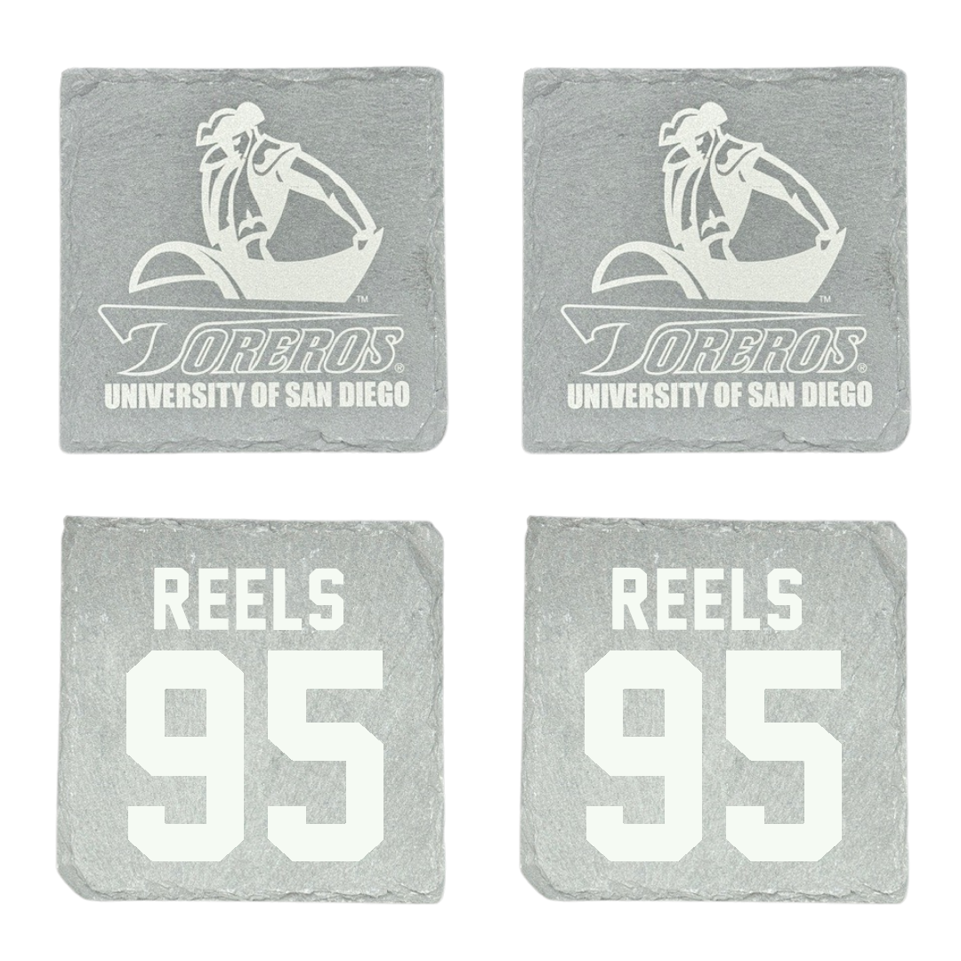 University of San Diego Football Stone Coaster (4 Pack)  - #95 Jae’Von Reels