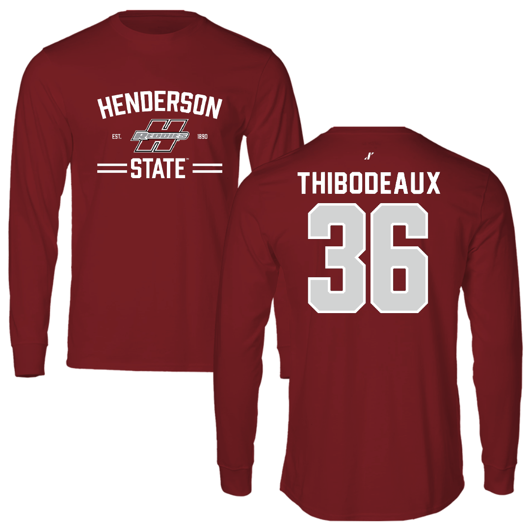 Henderson State University Football Cardinal General Long Sleeve - #36 Eric Thibodeaux