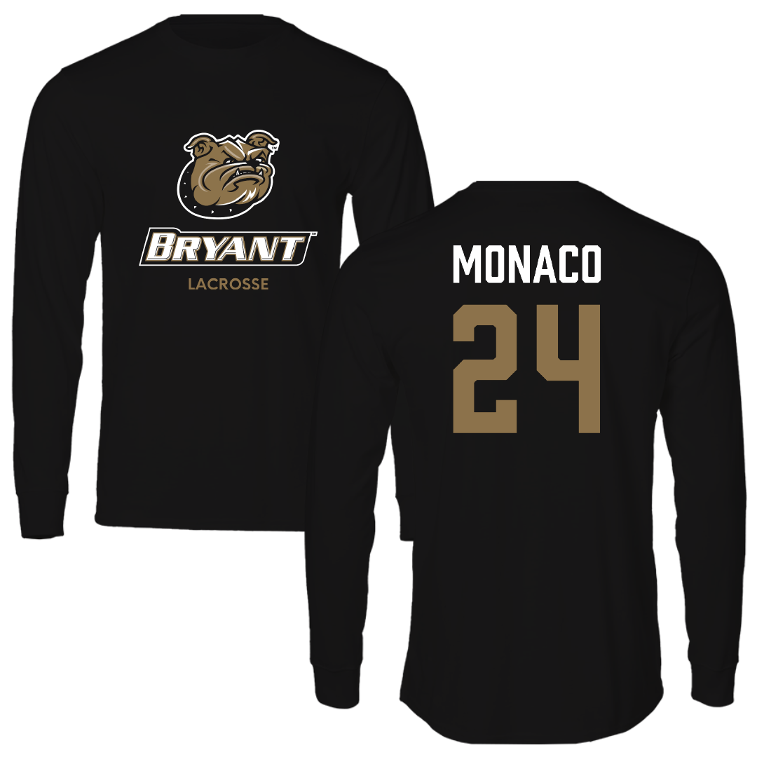 Bryant University Lacrosse (M) Black Performance Long Sleeve - #24 AJ Monaco