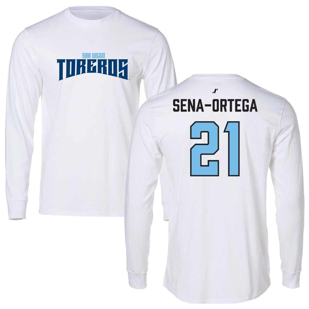 University of San Diego Football White Classic Long Sleeve - #21 Trey Sena-Ortega