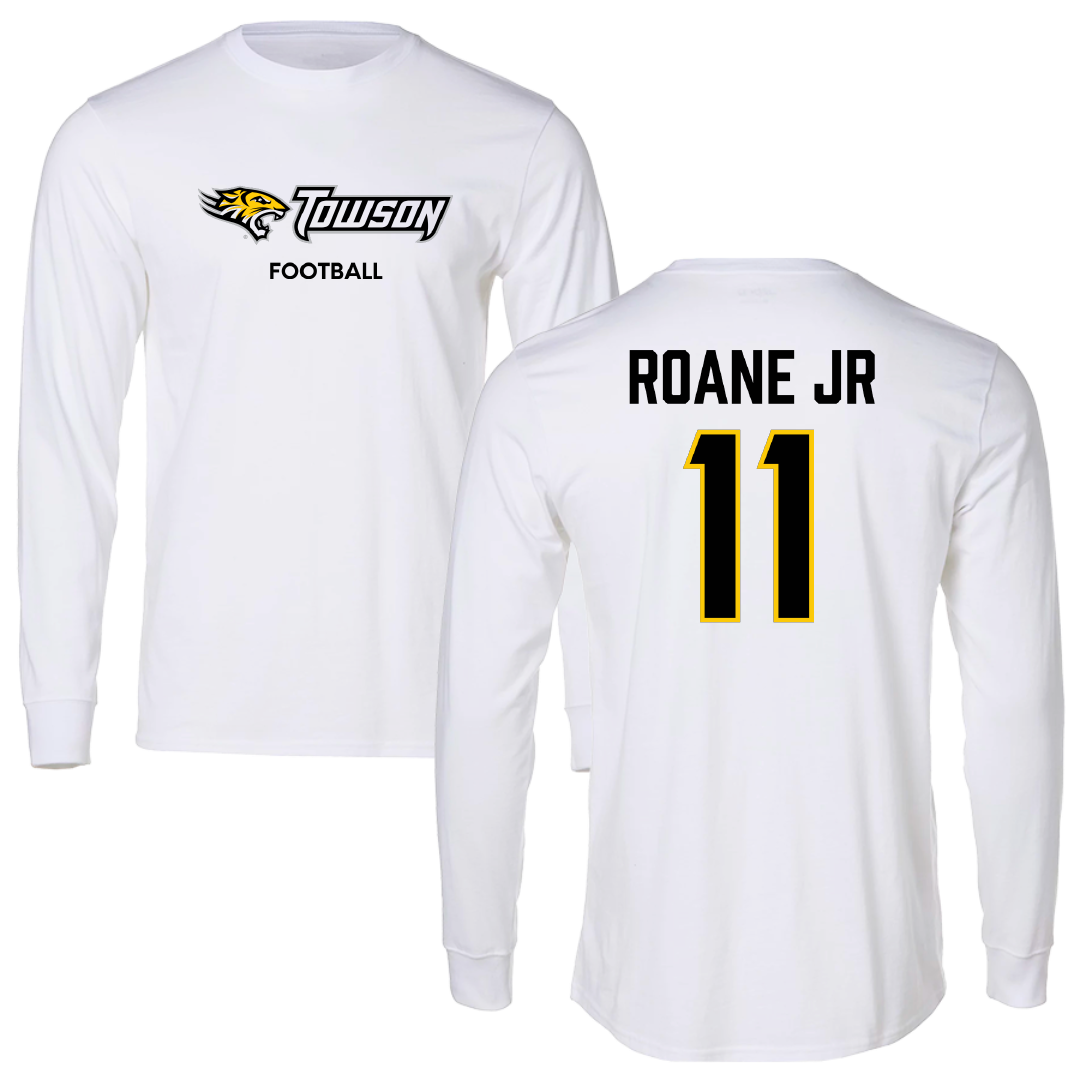Towson University Football White Long Sleeve - #11 Rodney Roane Jr