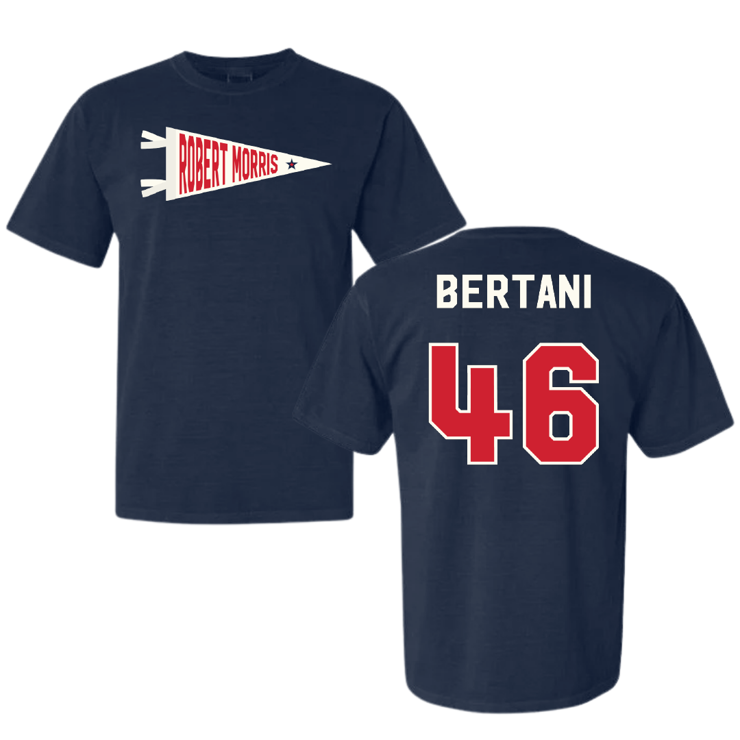 Robert Morris University Softball Navy Pennant Comfort Colors Tee - #46 Bailee Bertani