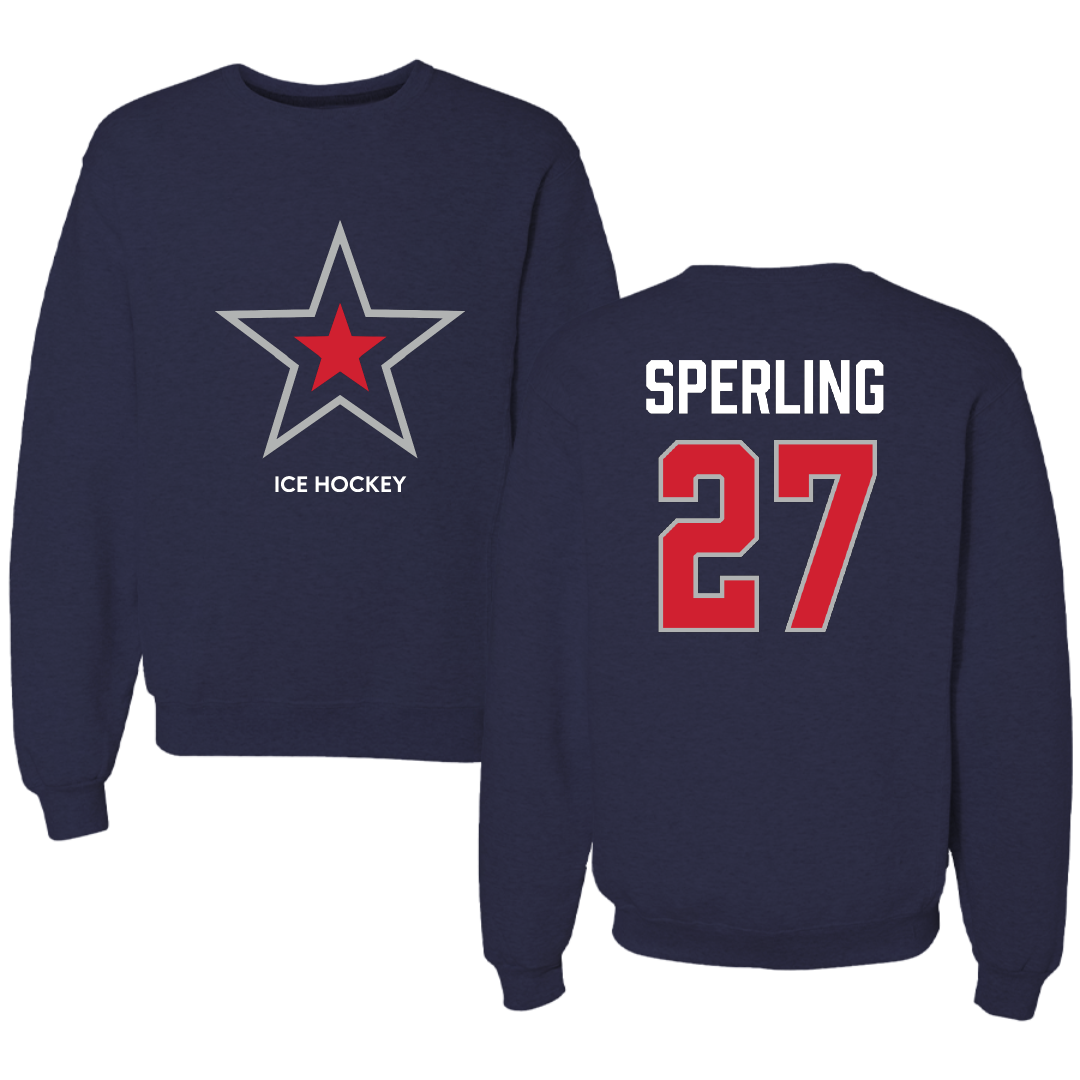 Robert Morris University Ice Hockey (W) Navy Mascot Crewneck - #27 Chace Sperling