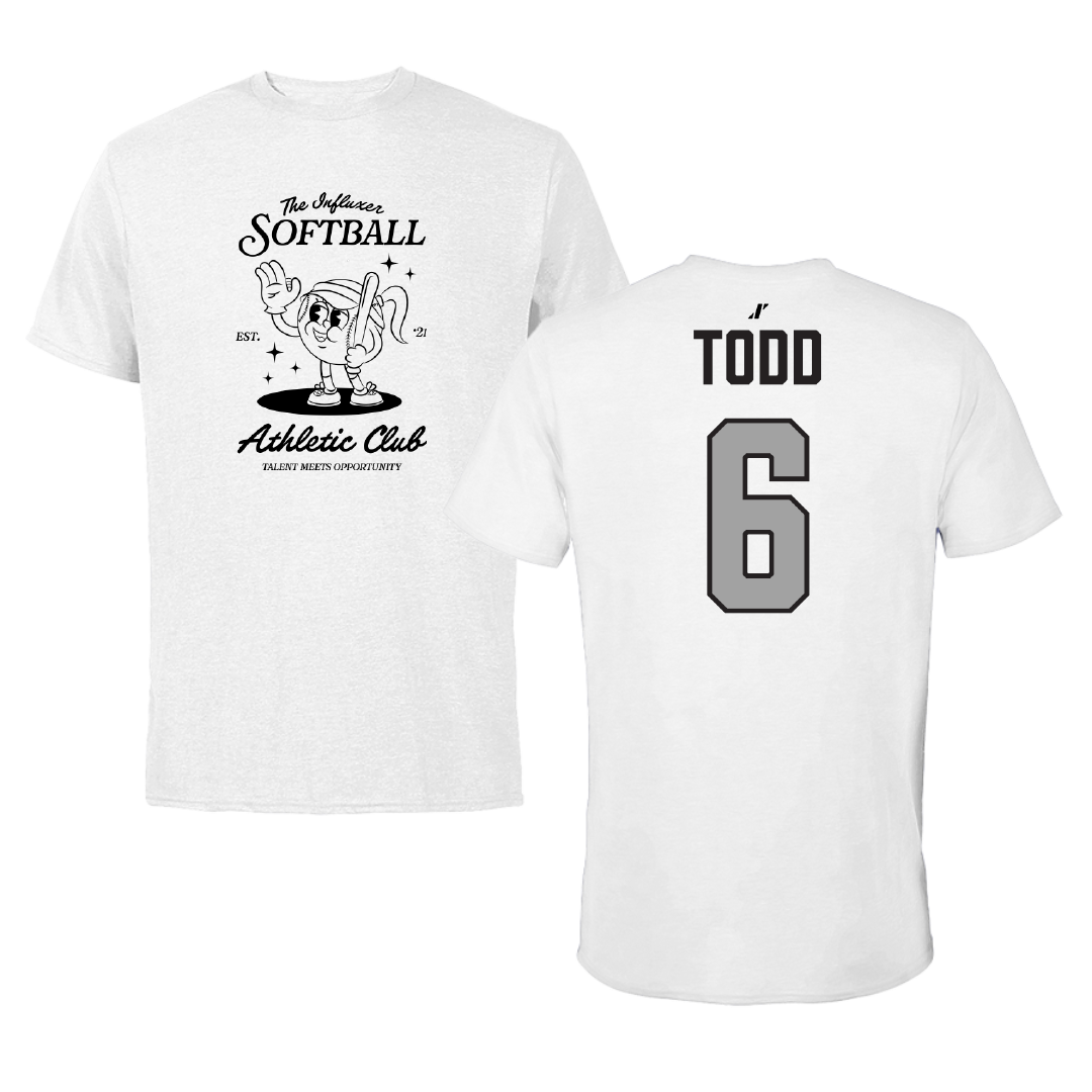 Softball White Influxer Athletic Club Tee - #6 Riley Todd