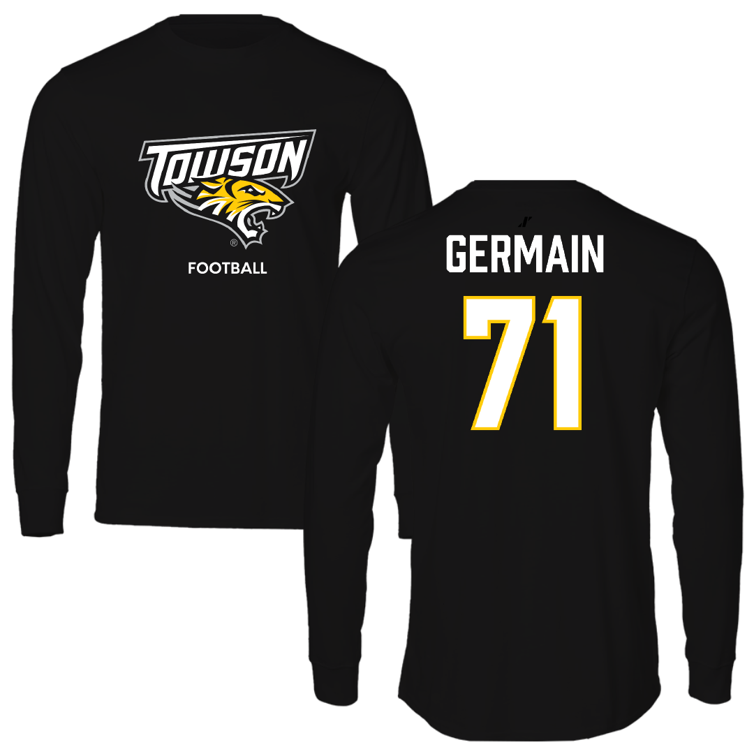 Towson University Football Black Performance Long Sleeve - #71 Jean Germain