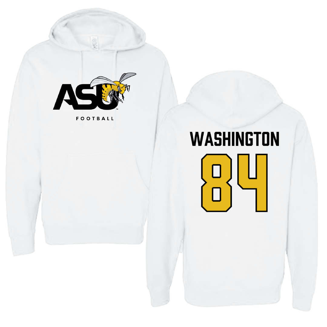 Alabama State University Football White ASU Hoodie - #84 Joshua Washington